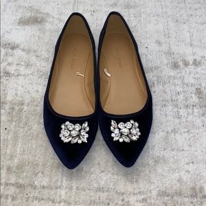 Navy velvet flats